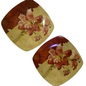 222 Fifth Chinoiserie Cheri Blum Stoneware Dinner Plates Square Set Of 2